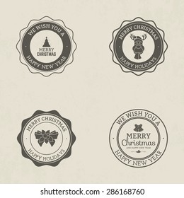 Set of labels with christmas icons. Vector illustration