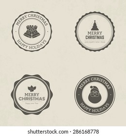 Set of labels with christmas icons. Vector illustration