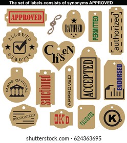 The set of labels consists of synonyms Approved.