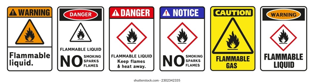 A set of labels for containers with hazardous liquid materials. Vector illustration.