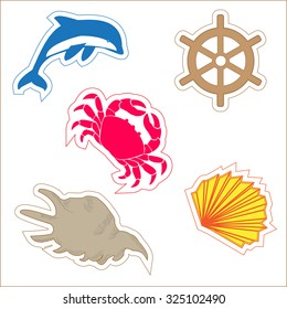 a set of labels for design, marine and ocean