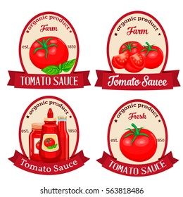 Set Labels Design Tomato Product Sauce Stock Vector (Royalty Free ...