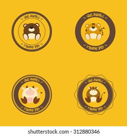 Set of labels with different cute animals