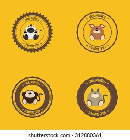 Set of labels with different cute animals