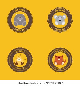 Set of labels with different cute animals