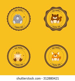 Set of labels with different cute animals