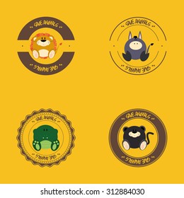 Set of labels with different cute animals