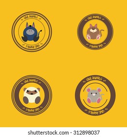Set of labels with different cute animals