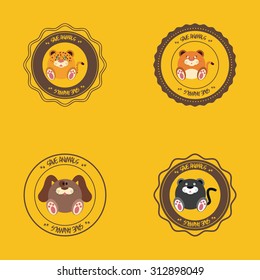 Set of labels with different cute animals