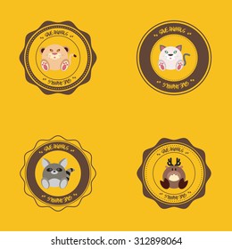 Set of labels with different cute animals