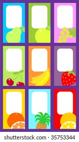 Set of labels with different fruit