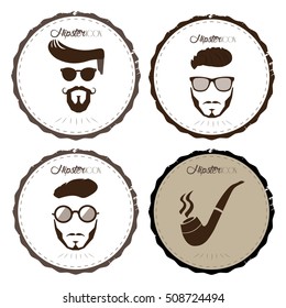 Set of labels with different hipster icons, Vector illustration