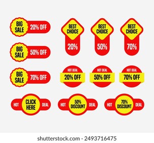 Set labels discount. Vector flat illustrations. Ad or promo.