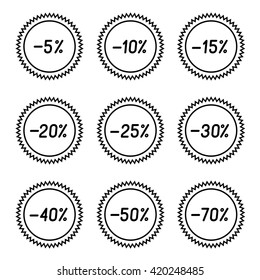 Set of labels discounts.
