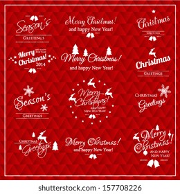 Set of labels and elements for Christmas and New Year