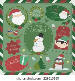Set of labels and elements for Christmas,Christmas scrapbook
