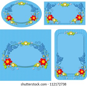 set of labels with floral patterns, vector illustration