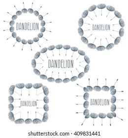 Set of labels fluffy dandelion flower .Vector illustration 
