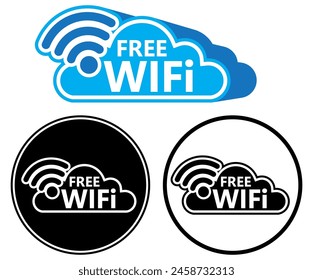 Set Labels free wifi sign. Ilustración vectorial de diseño plano