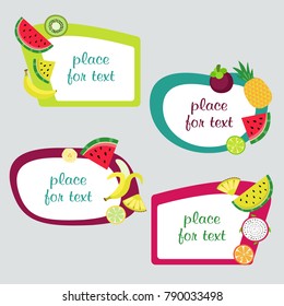 set of labels with fruits