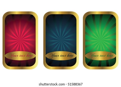 Set of labels with golden ornaments