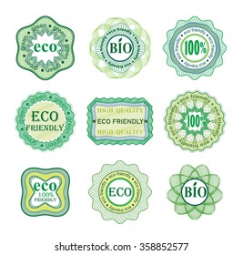 Set of labels for green technology and production. 