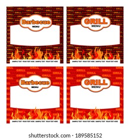 Set of labels with grill and Barbecue