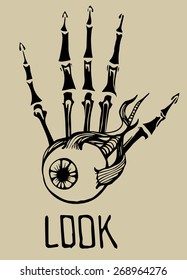 Set of Labels with hand draw human skeleton and anatomy