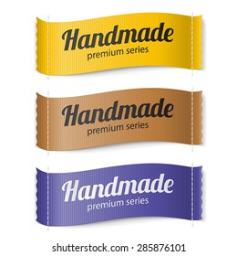 Set of Labels Handmade series hand made yellow brown  purple