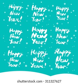 Set of labels "Happy New Year!" on the background score