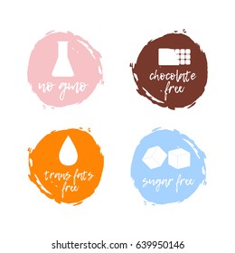 Set of labels - healthy food. Food intolerance symbols collection. Vector illustration.