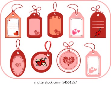 Set of labels with hearts. Vector illustration