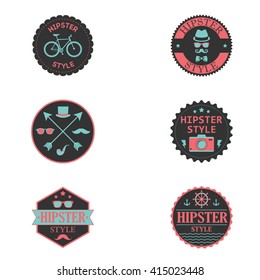 Set of Labels of the Hipster Style Elements