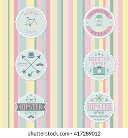 Set of Labels of the Hipster Style Elements