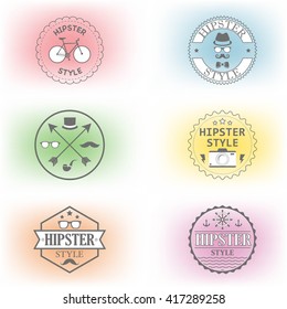 Set of Labels of the Hipster Style Elements
