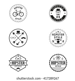 Set of Labels of the Hipster Style Elements