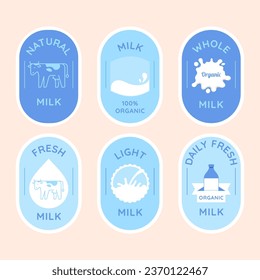 Set of labels and icons for milk