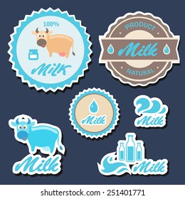 Set of  labels and icons for milk  in vector