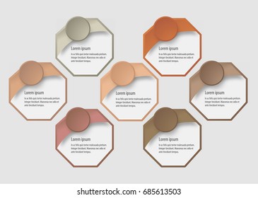 A set of labels for infographics, different shades, honeycomb