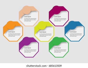 A set of labels for infographics, different shades, honeycomb
