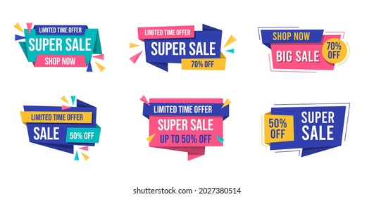 Set labels with inscription sale. Vector flat illustrations. Ad or promo. Shopping concept. 