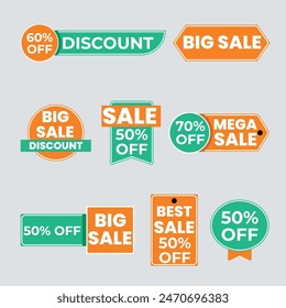 Set labels with inscription sale. Vector flat illustrations. Ad or promo. Shopping concept. Promotion price label mega sale, shop now, special discount, big sale, limited time only, last chance.