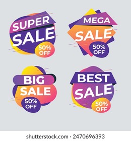Set labels with inscription sale. Vector flat illustrations. Ad or promo. Shopping concept. Promotion price label mega sale, shop now, special discount, big sale, limited time only, last chance.