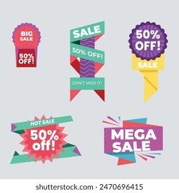 Set labels with inscription sale. Vector flat illustrations. Ad or promo. Shopping concept. Promotion price label mega sale, shop now, special discount, big sale, limited time only, last chance.