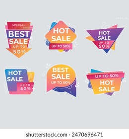 Set labels with inscription sale. Vector flat illustrations. Ad or promo. Shopping concept. Promotion price label mega sale, shop now, special discount, big sale, limited time only, last chance.