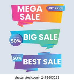 Set labels with inscription sale. Vector flat illustrations. Ad or promo. Shopping concept. Promotion price label mega sale, shop now, special discount, big sale, limited time only, last chance.