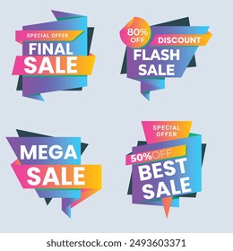 Set labels with inscription sale. Vector flat illustrations. Ad or promo. Shopping concept. Promotion price label mega sale, shop now, special discount, big sale, limited time only, last chance.