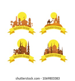 Set of labels for islamic holy holiday ramadan