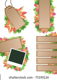 Set of labels with leaves and flowers
