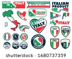 set of labels and logos for production in Italy